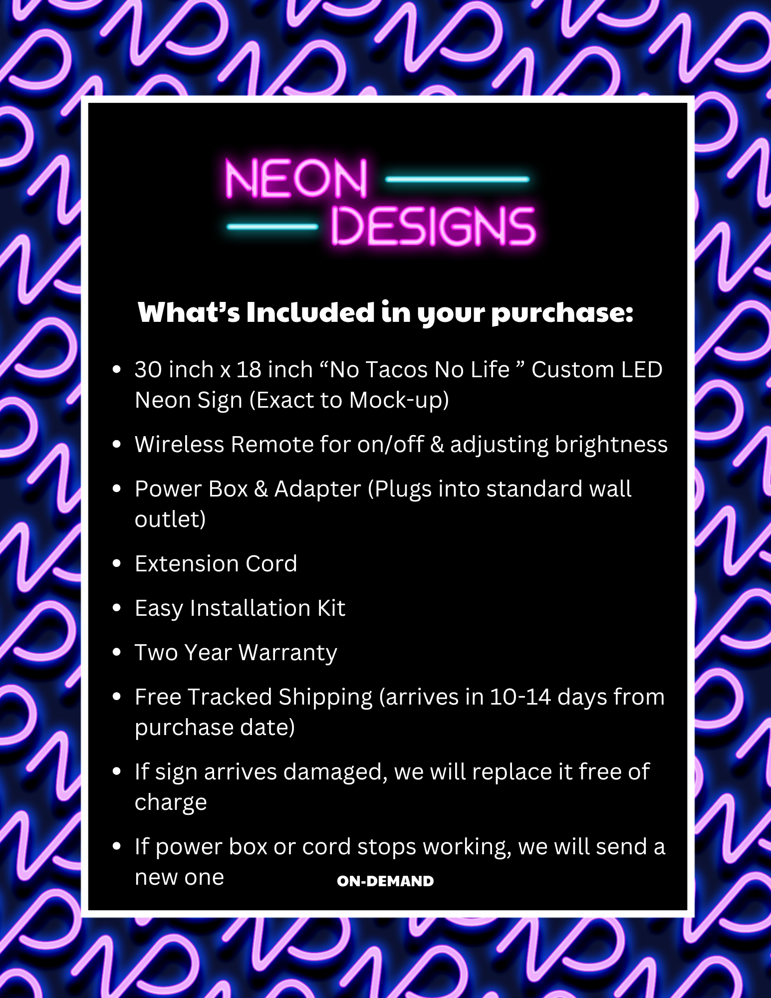 NO TACOS NO LIFE -  Premium Neon Artwork