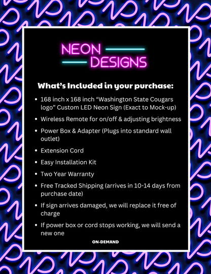 Washington State Cougars logo - Premium Neon Artwork