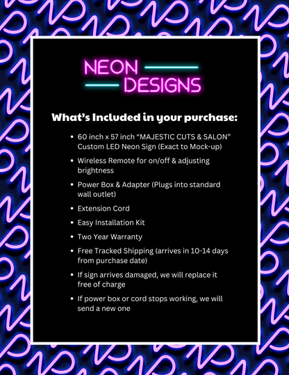 MAJESTIC CUTS & SALON - Premium Neon Artwork