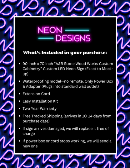 A&R Stone Wood Works Custom Cabinetry – Premium Neon Artwork