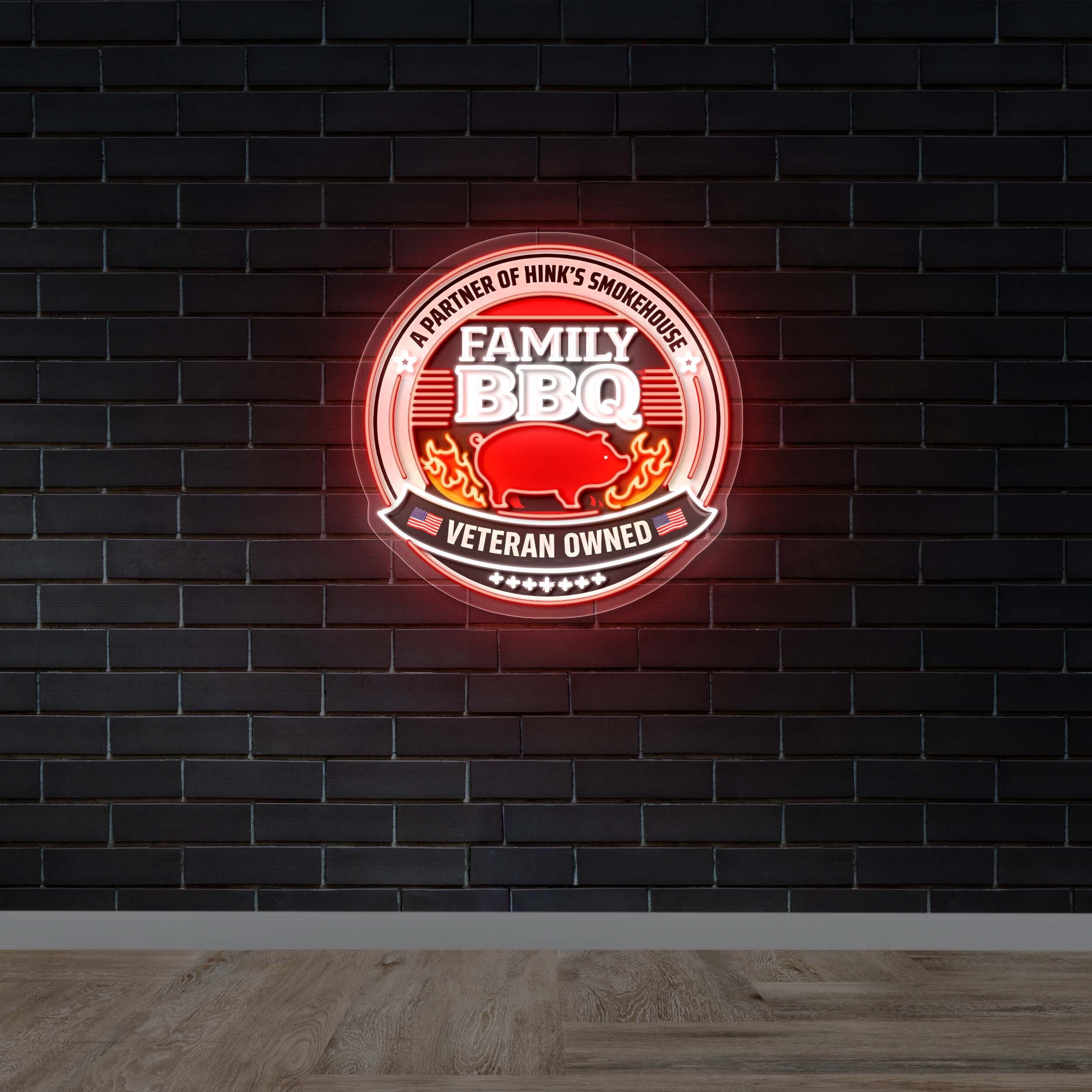 Family BBQ Veteran Owned - Premium Neon Artwork