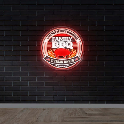 Family BBQ Veteran Owned - Premium Neon Artwork
