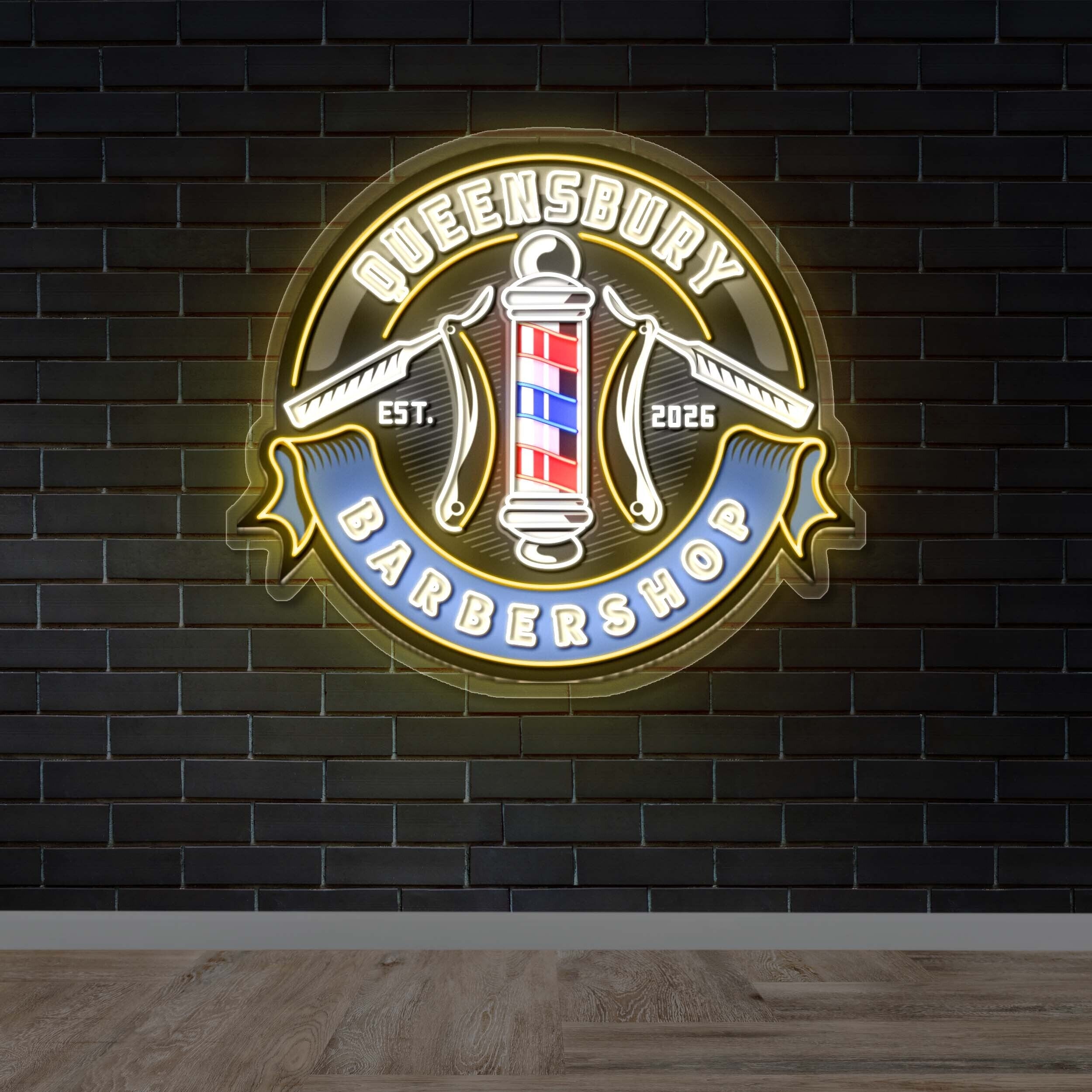 Queensbury Barbershop - Premium Neon Artwork