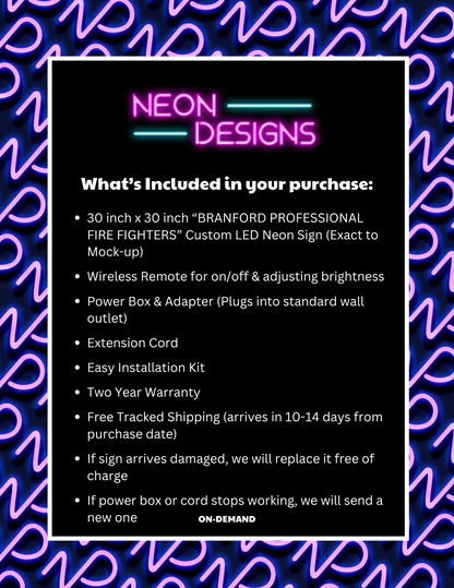 BRANFORD PROFESSIONAL FIRE FIGHTERS -  Premium Neon Artwork