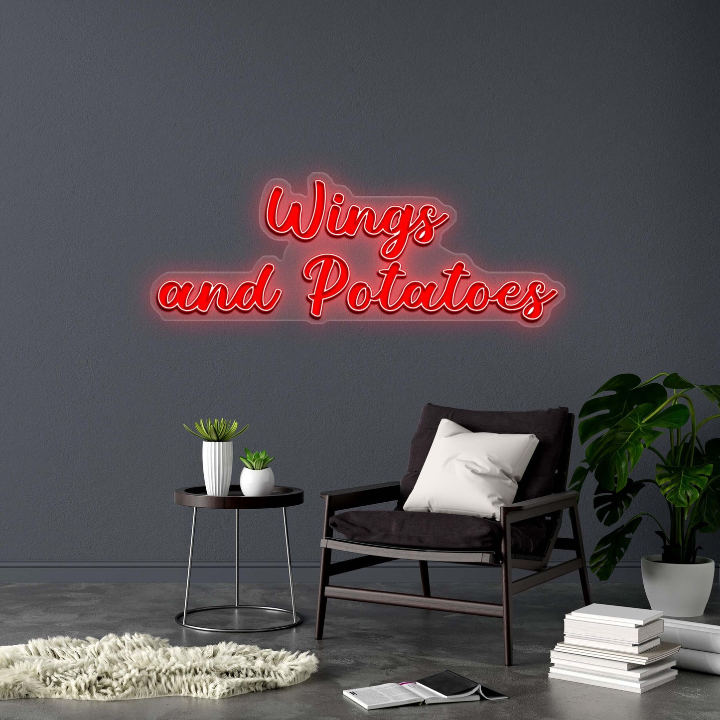 Wings and Potatoes - Premium Neon Artwork  