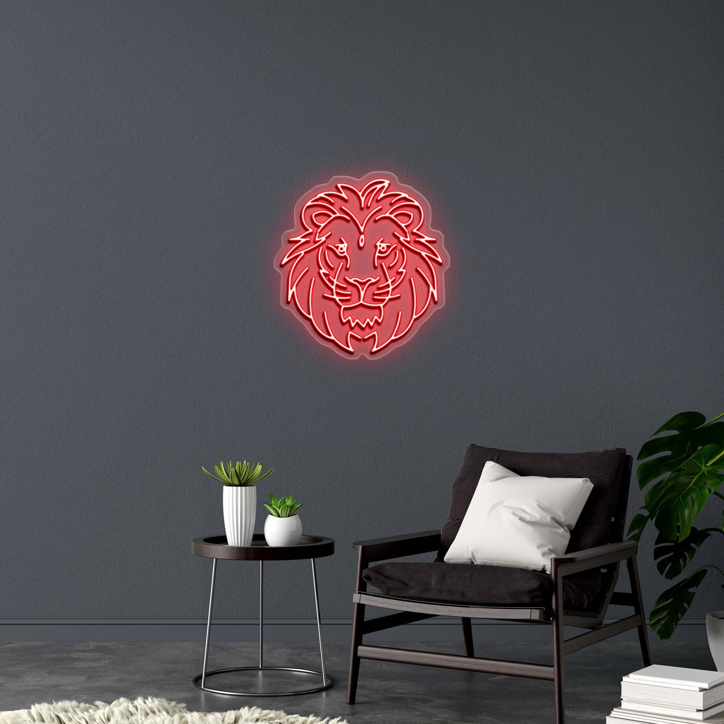 Lion Face - Premium Neon Artwork