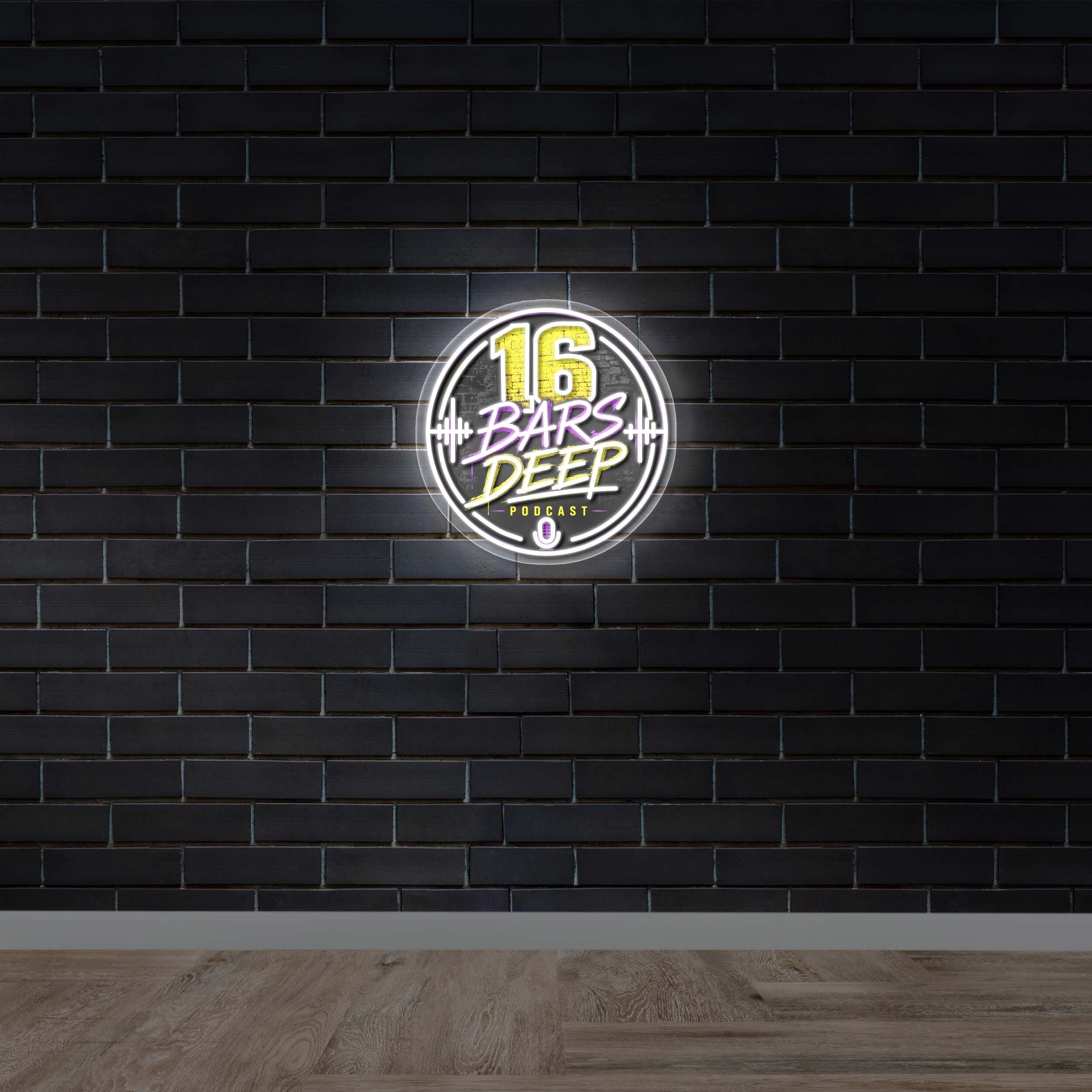 16 Bars Deep Podcast - Premium Neon Artwork