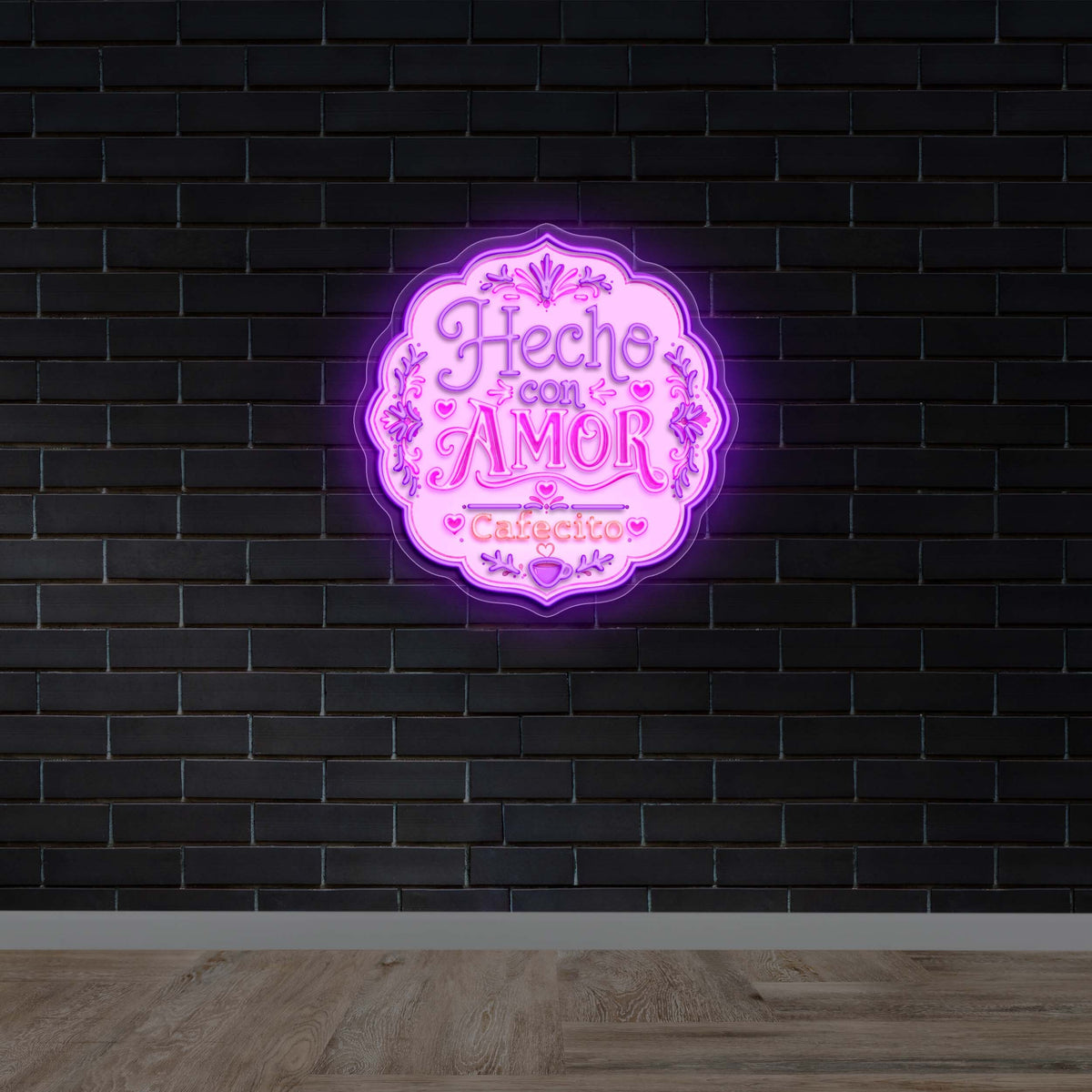Hecho Con Amor Cafecito - Premium Neon Artwork