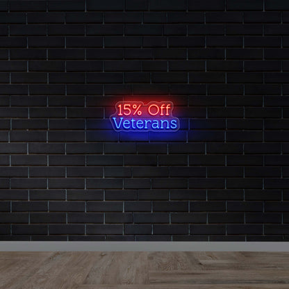 15% Off Veterans - Premium Neon Artwork