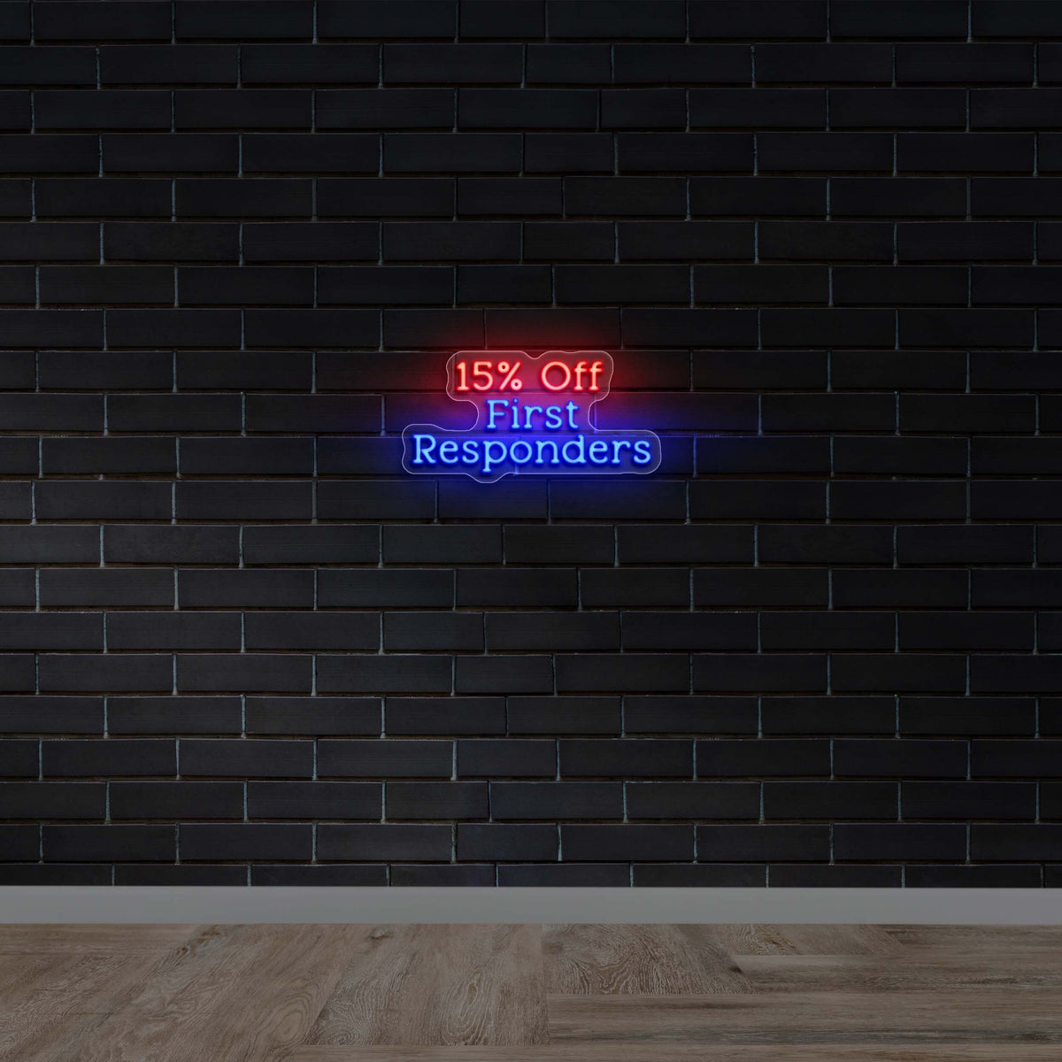 15% Off First Responders (3-line version) - Premium Neon Artwork