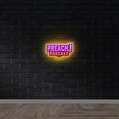 PREACH J PODCAST text only -  Premium Neon Artwork