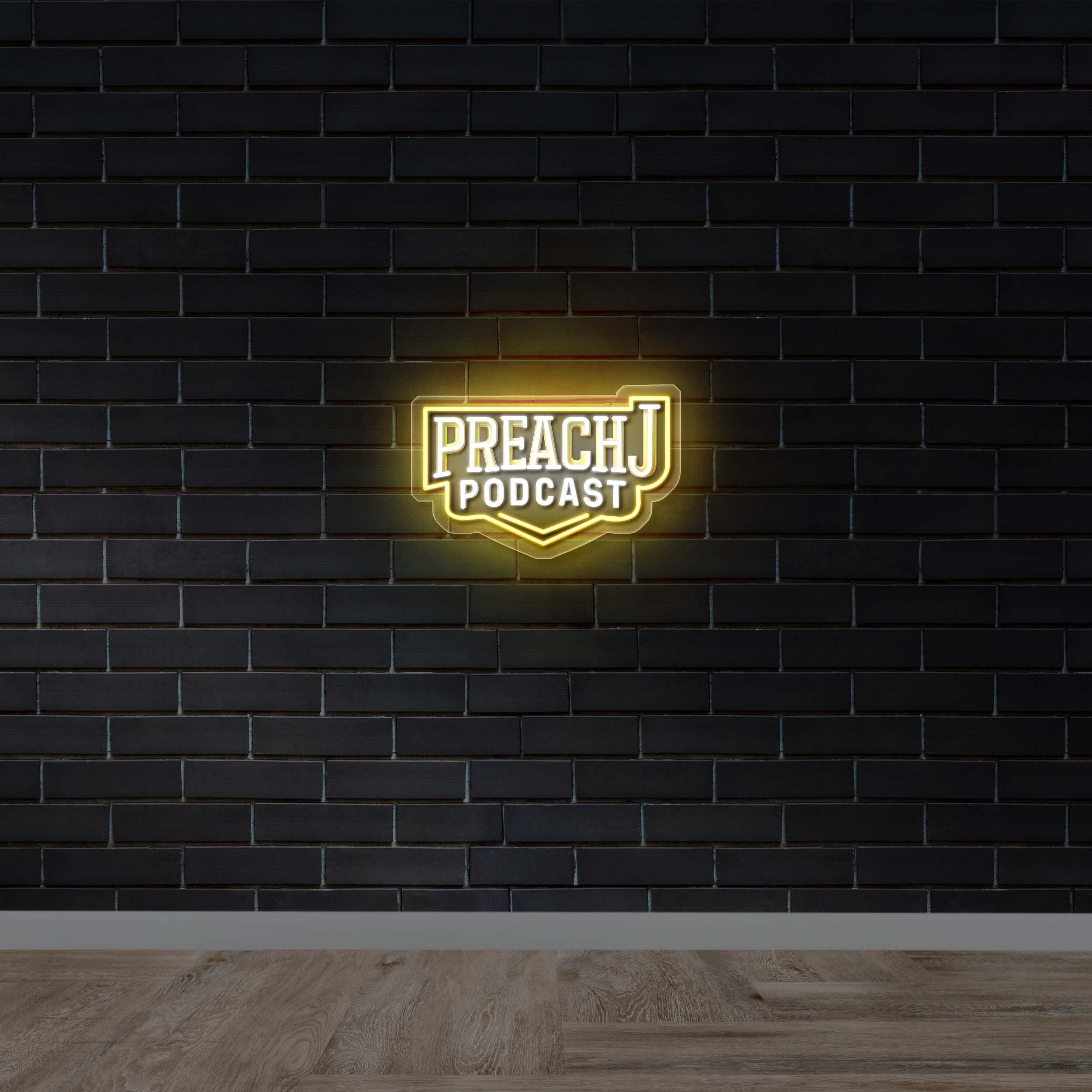 PREACH J PODCAST text only -  Premium Neon Artwork