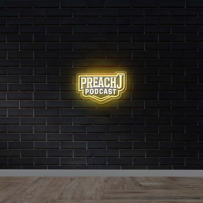 PREACH J PODCAST text only -  Premium Neon Artwork