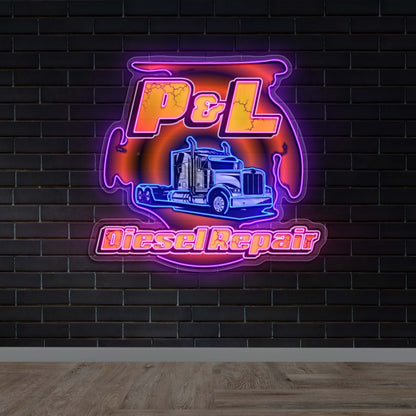 P&L Diesel Repair - Premium Neon Artwork