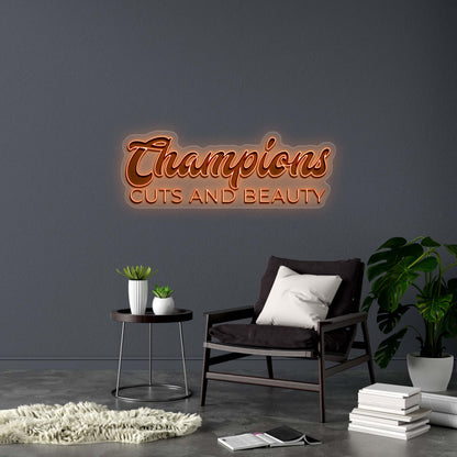 Champions CUTS AND BEAUTY - Premium Neon Artwork