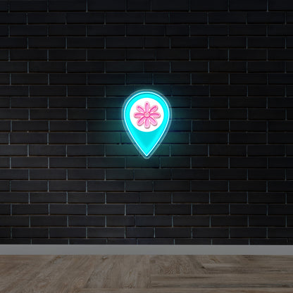 Flower Location Pin - Premium Neon Artwork