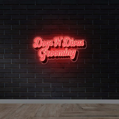 Dogs N Divas Grooming - Premium Neon Artwork