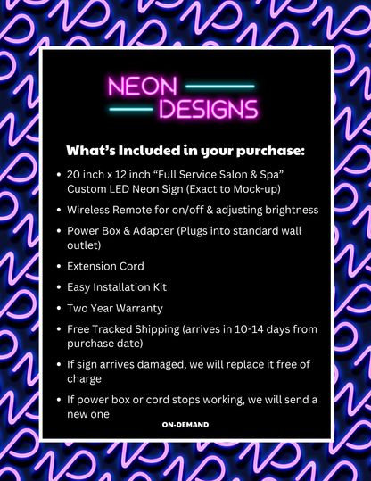Full Service Salon & Spa -  Premium Neon Artwork