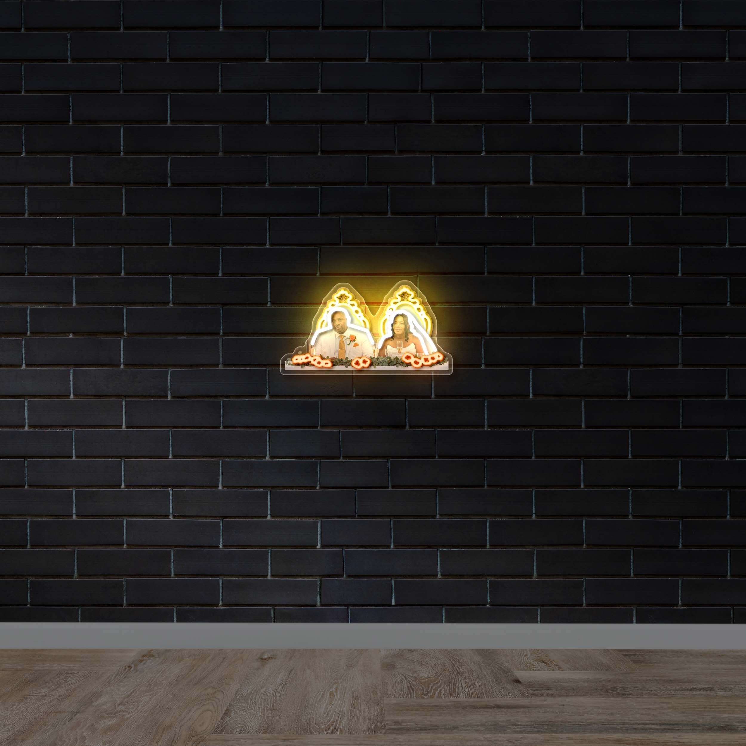 Wedding Portrait Floral Design - Premium Neon Artwork