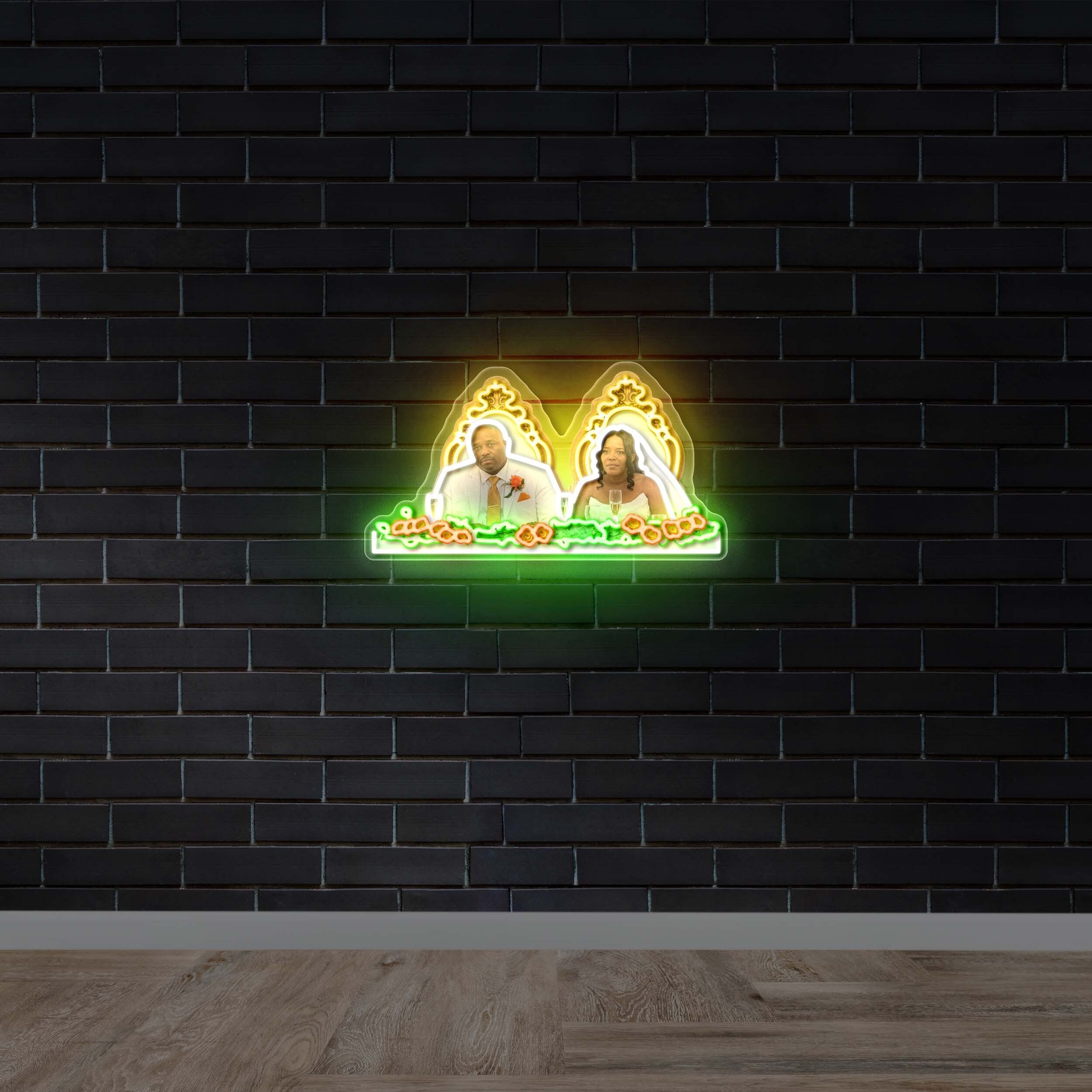Wedding Portrait Floral Design - Premium Neon Artwork