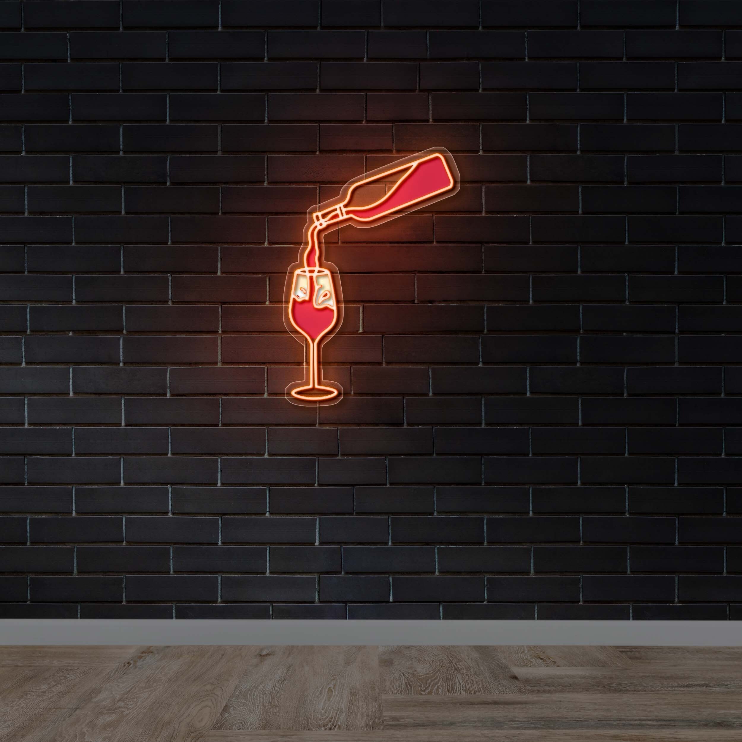 Wine bottle pouring - Premium Neon Artwork