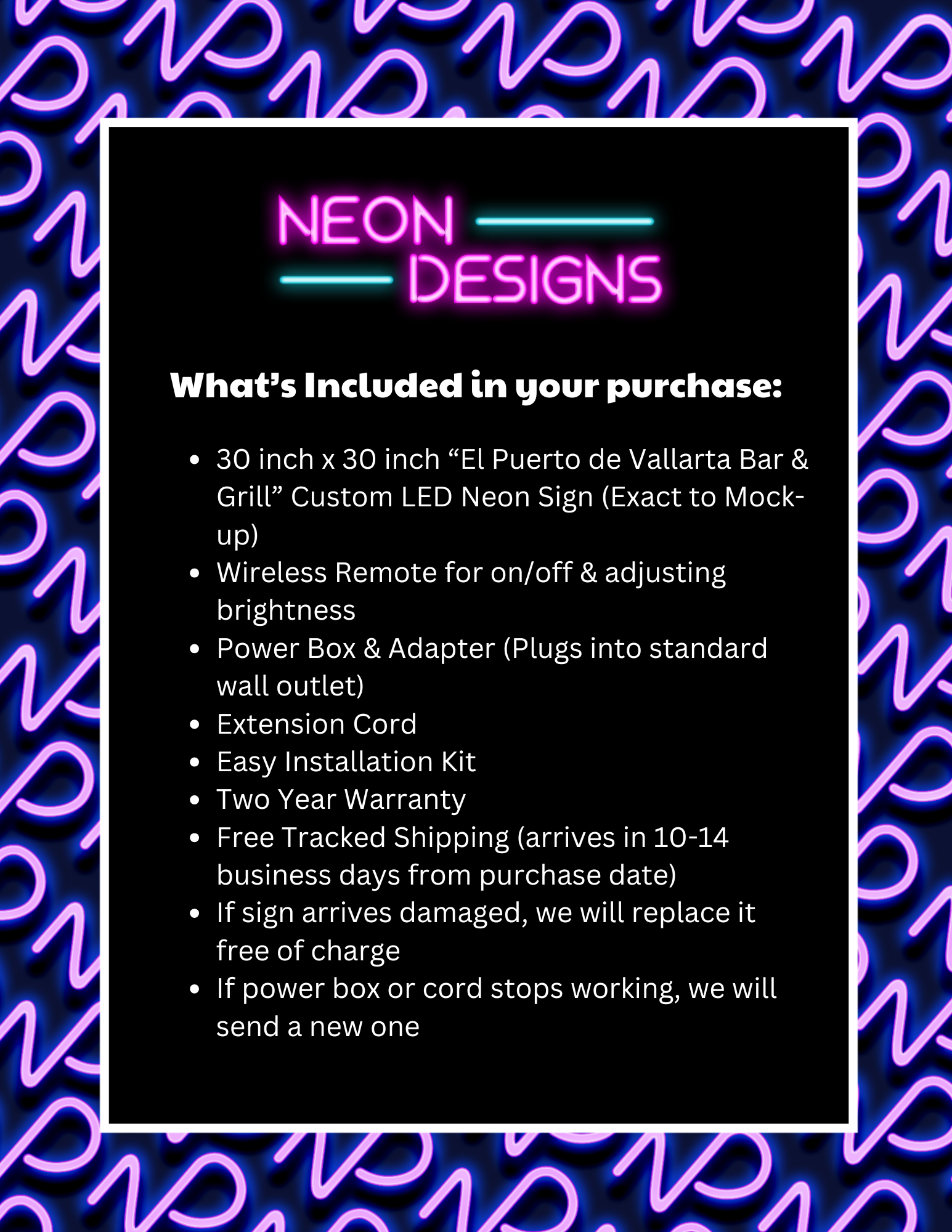 El Puerto de Vallarta Bar & Grill - Premium Neon Artwork
