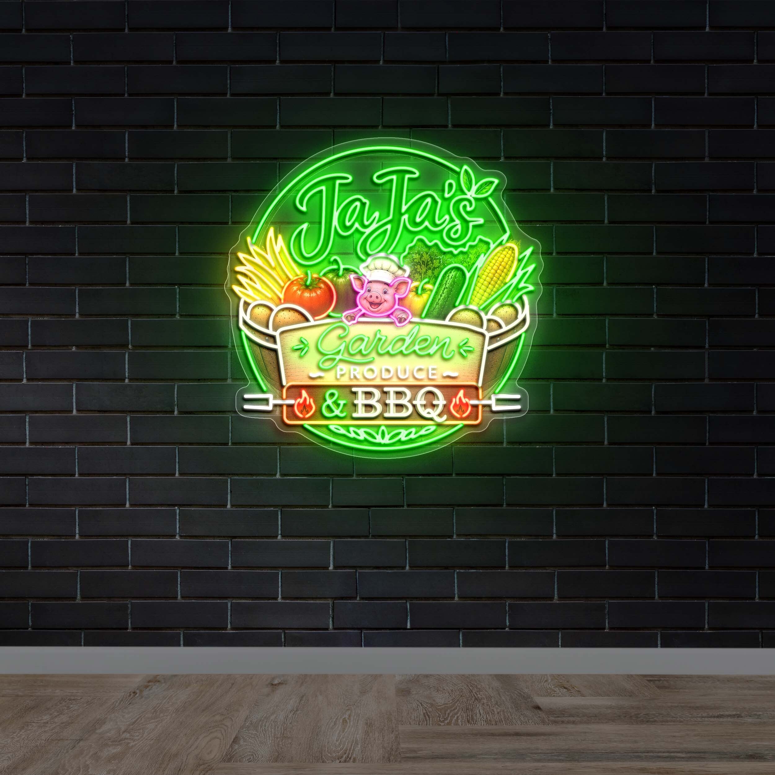 JAJA'S GARDEN PRODUCE BBQ - Premium Neon Artwork
