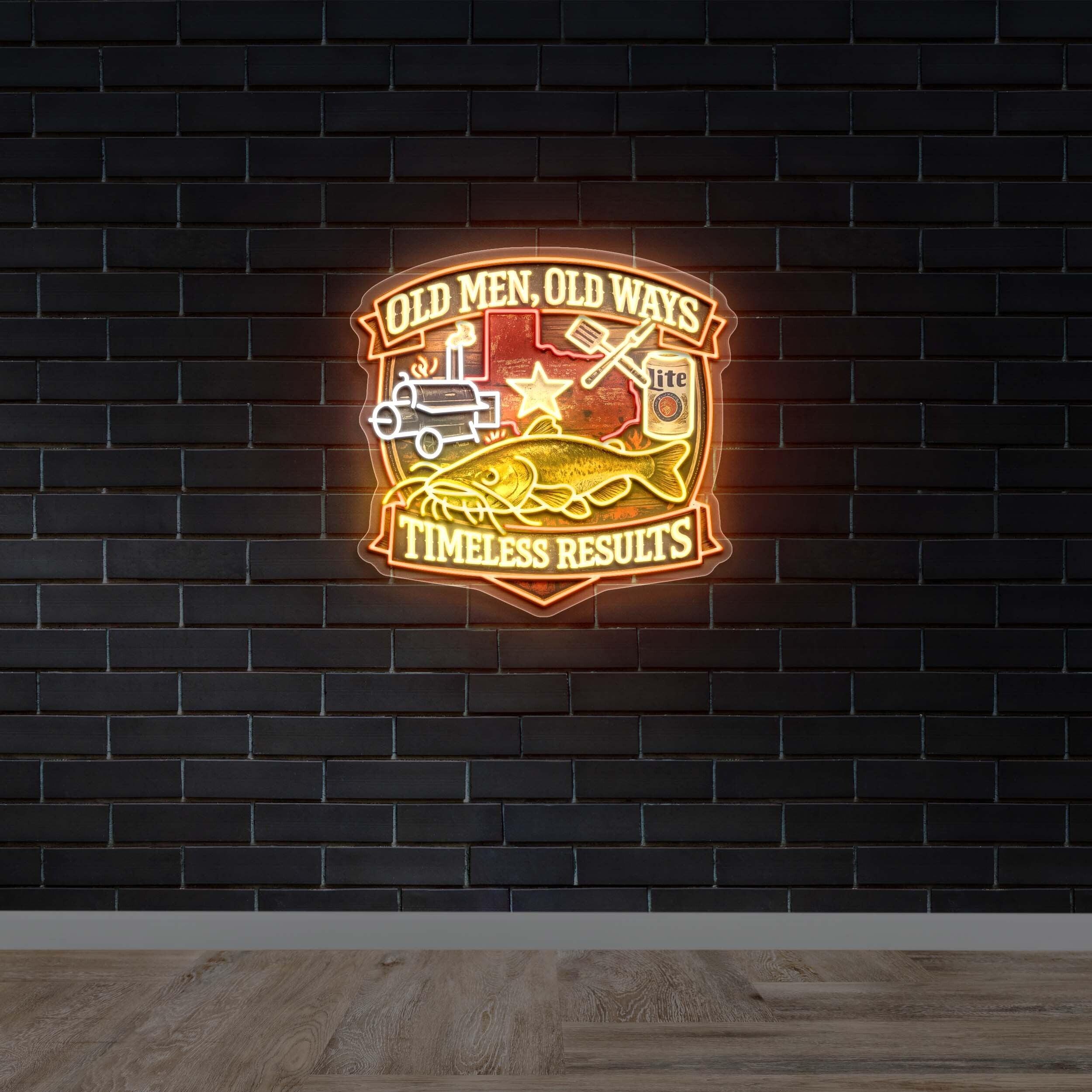 Old Men Old Ways Timeless Results - Premium Neon Artwork
