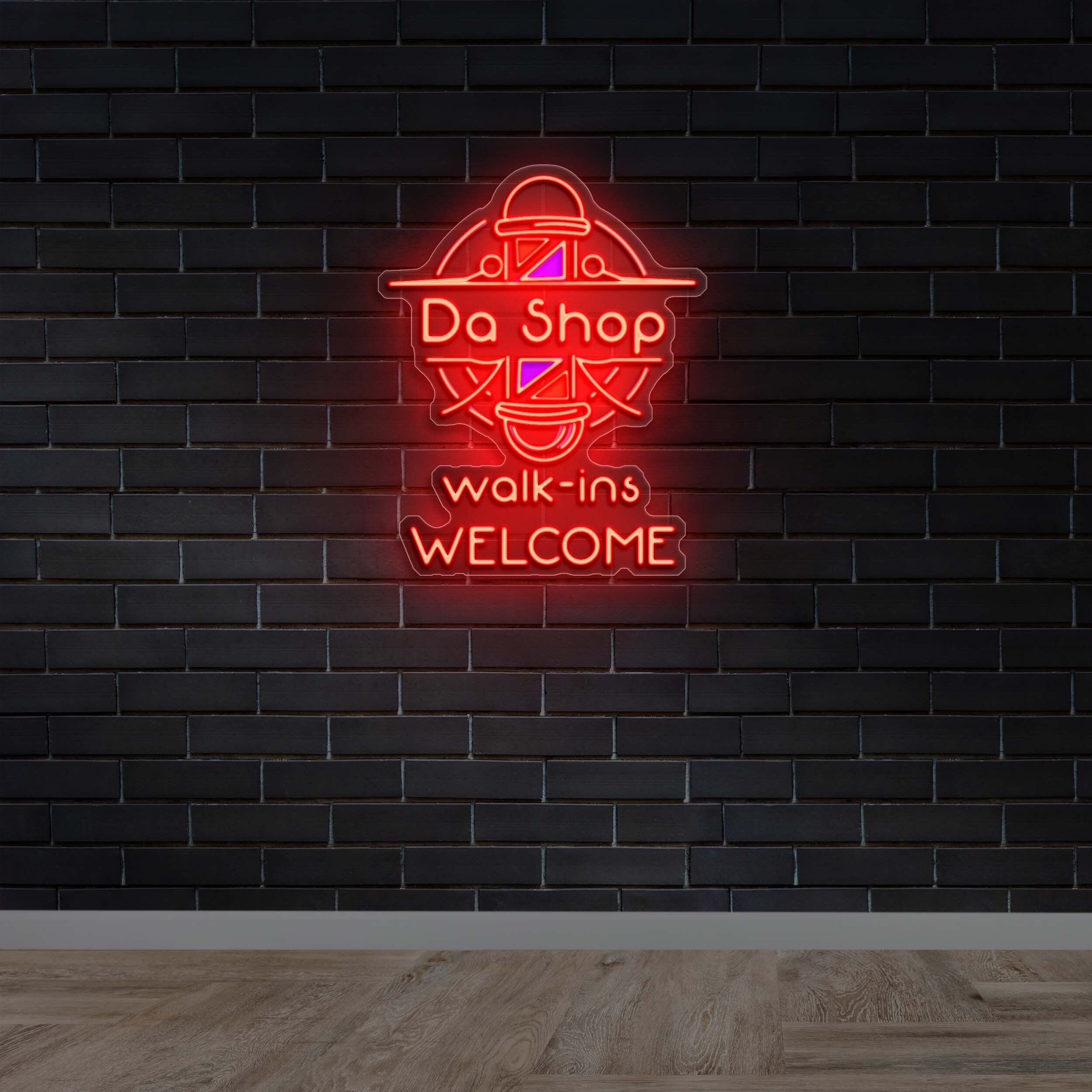 Da Shop Walk Ins Welcome - Premium Neon Artwork
