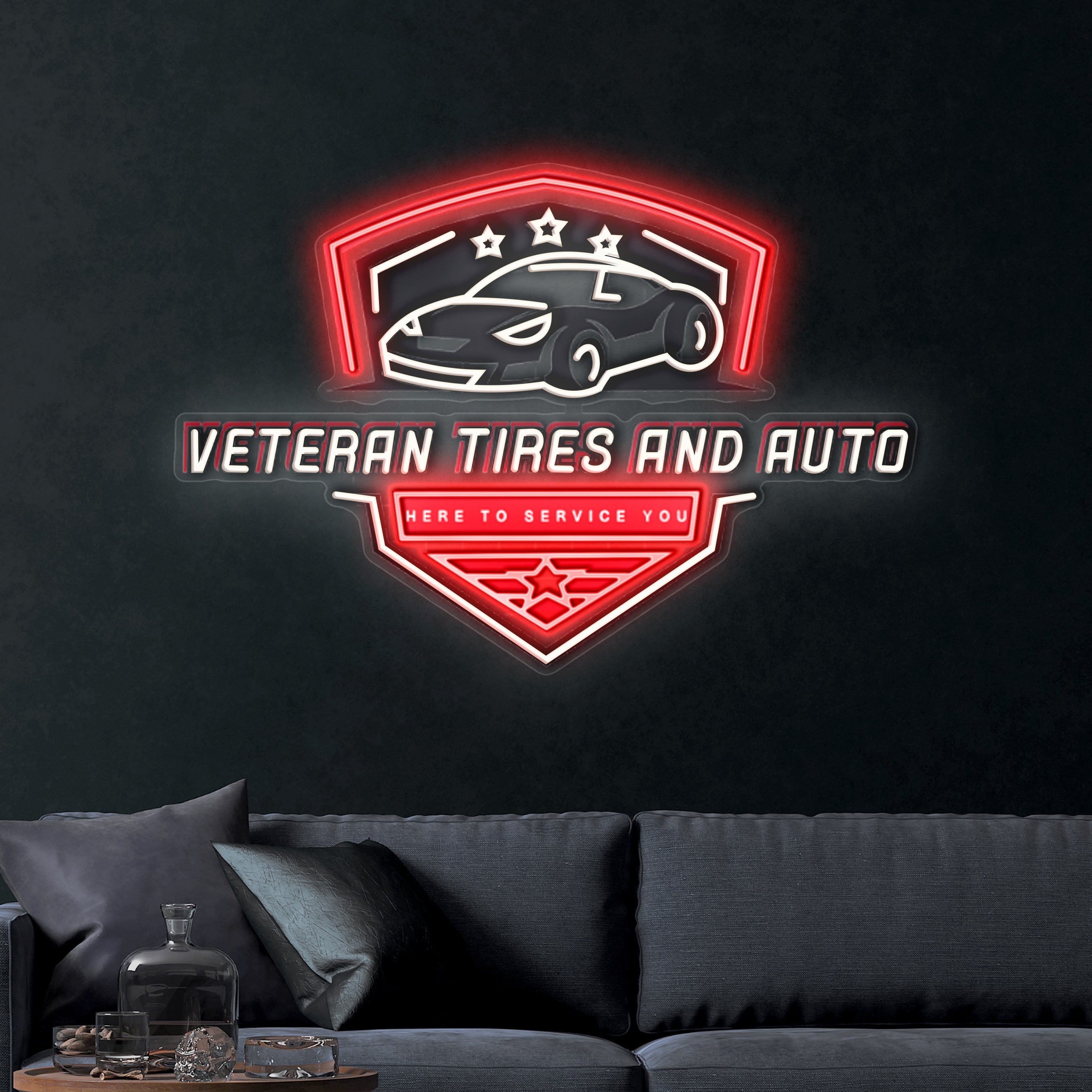 Veteran Tires And Auto – Premium Neon Artwork