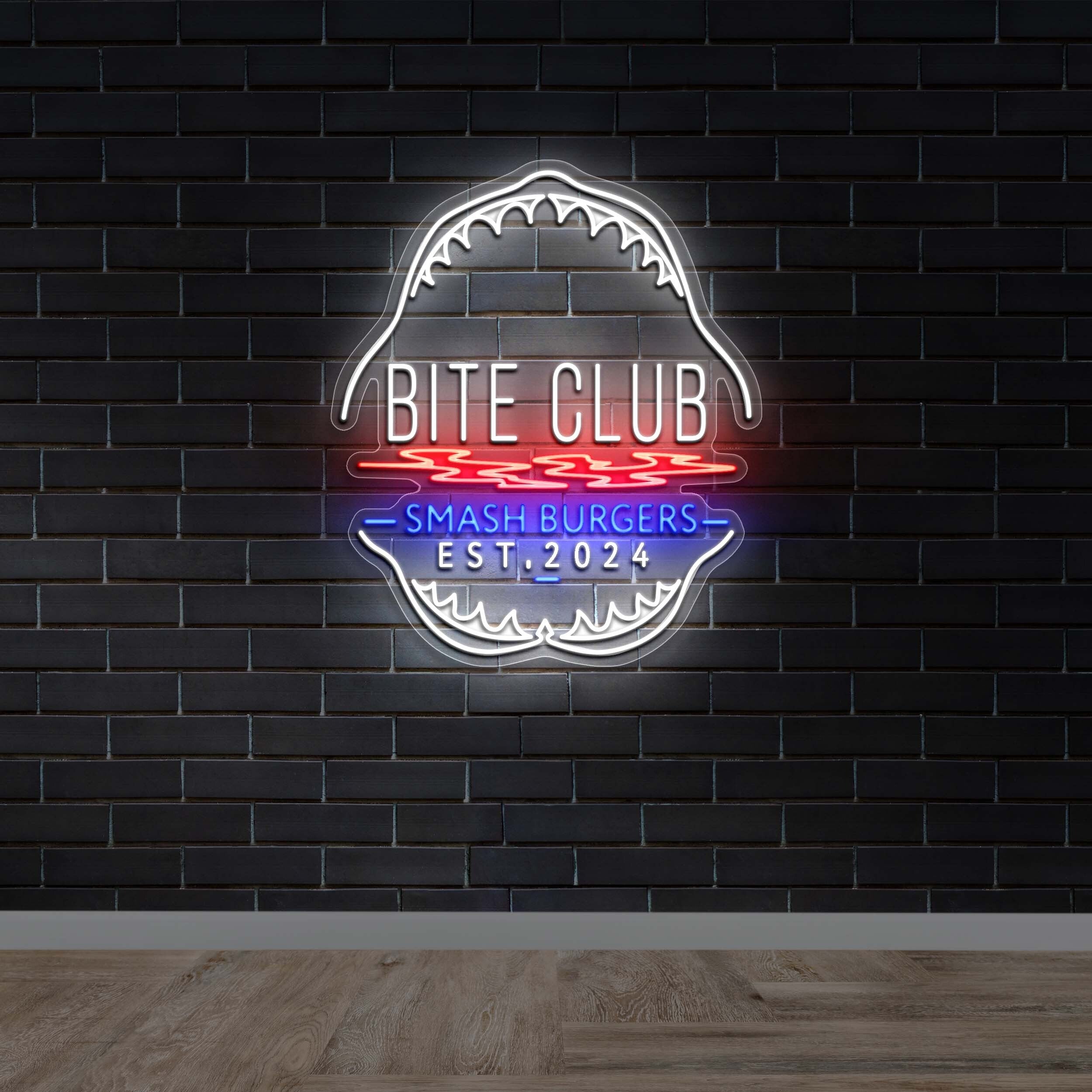 Bite Club Smash Burgers - Premium Neon Artwork