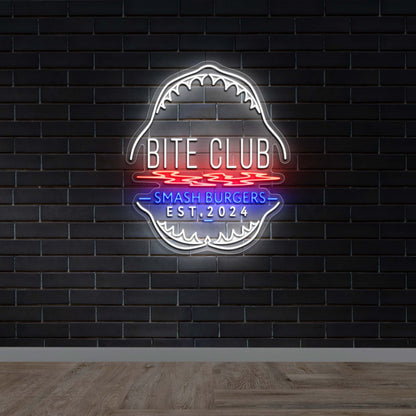 Bite Club Smash Burgers - Premium Neon Artwork