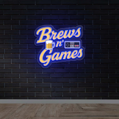 Brews n' Games - Premium Neon Artwork