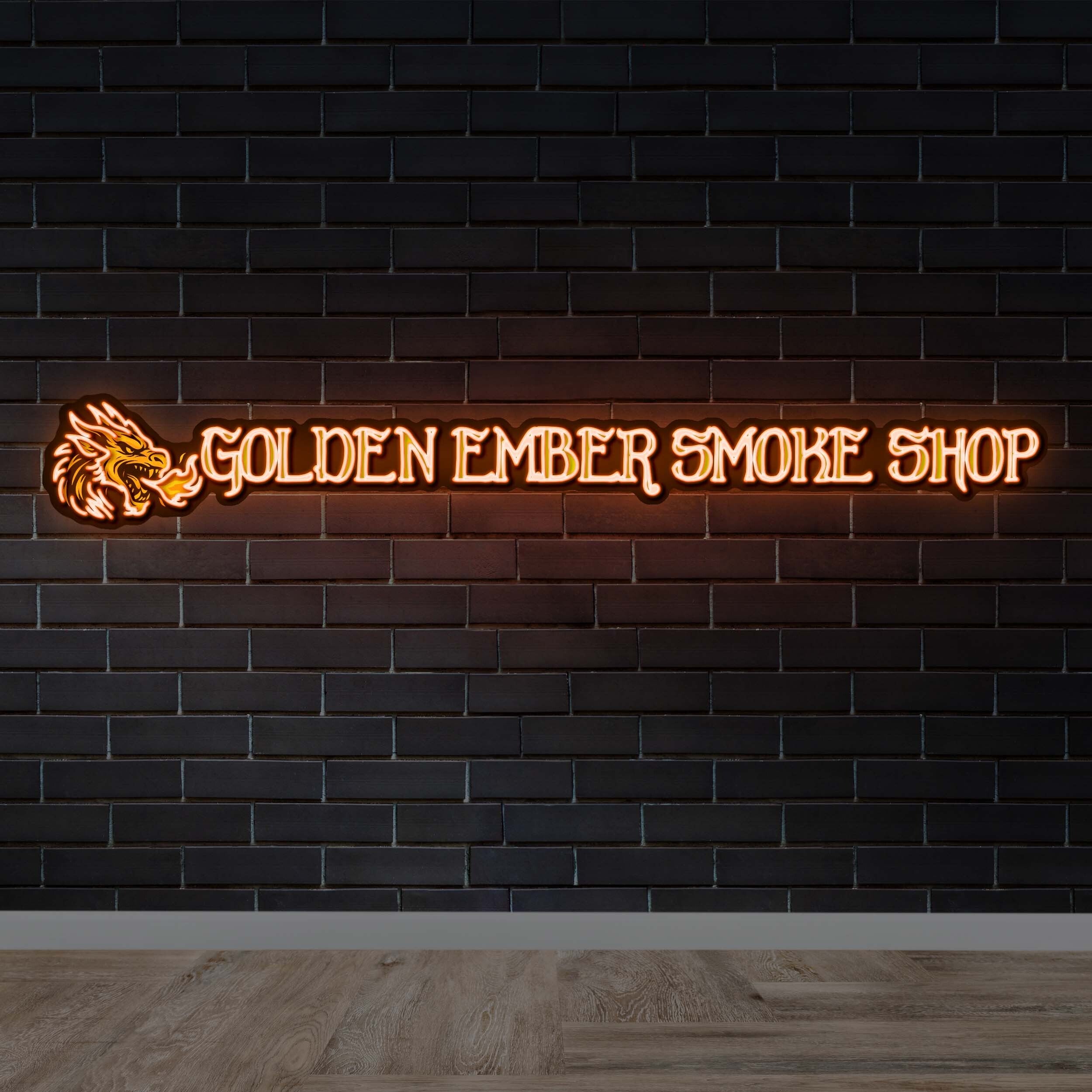 GOLDEN EMBER SMOKE SHOP - Premium Neon Artwork