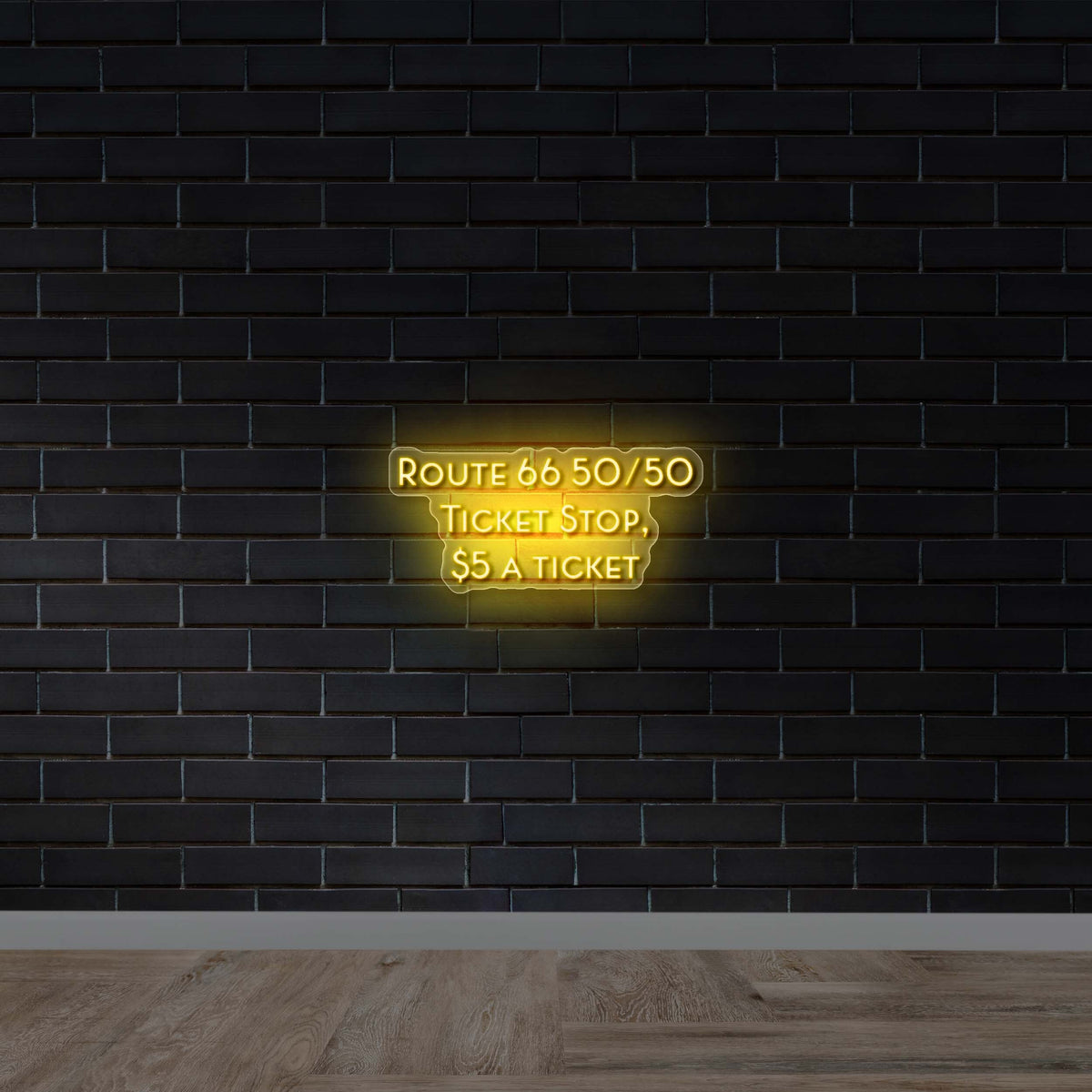 Route 66 50/50 Ticket Stop, $5 A Ticket - Premium Neon Artwork