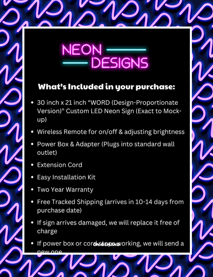 WORD (Design-Proportionate Version) - Premium Neon Artwork