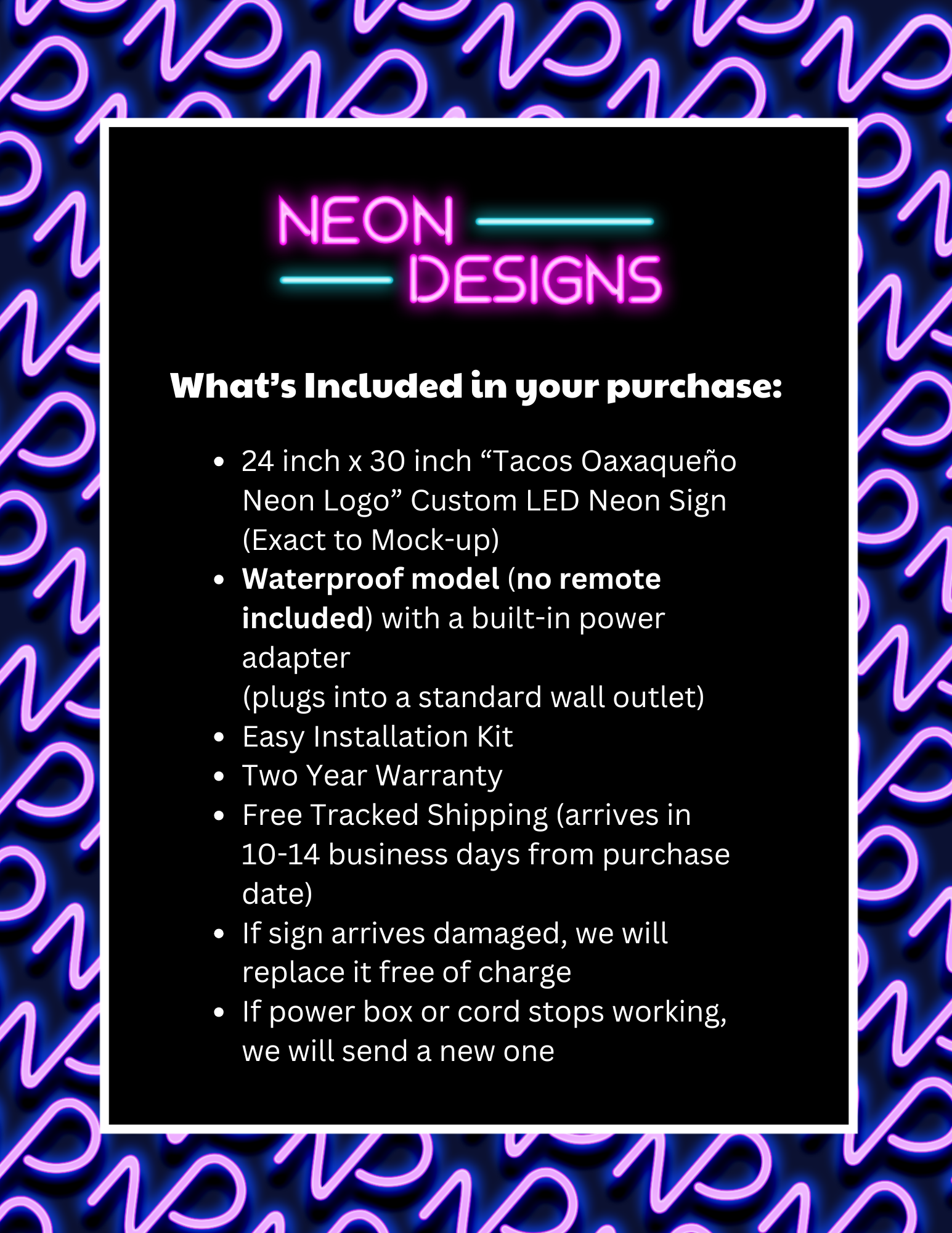 Tacos Oaxaqueño Neon Logo - Premium Neon Artwork