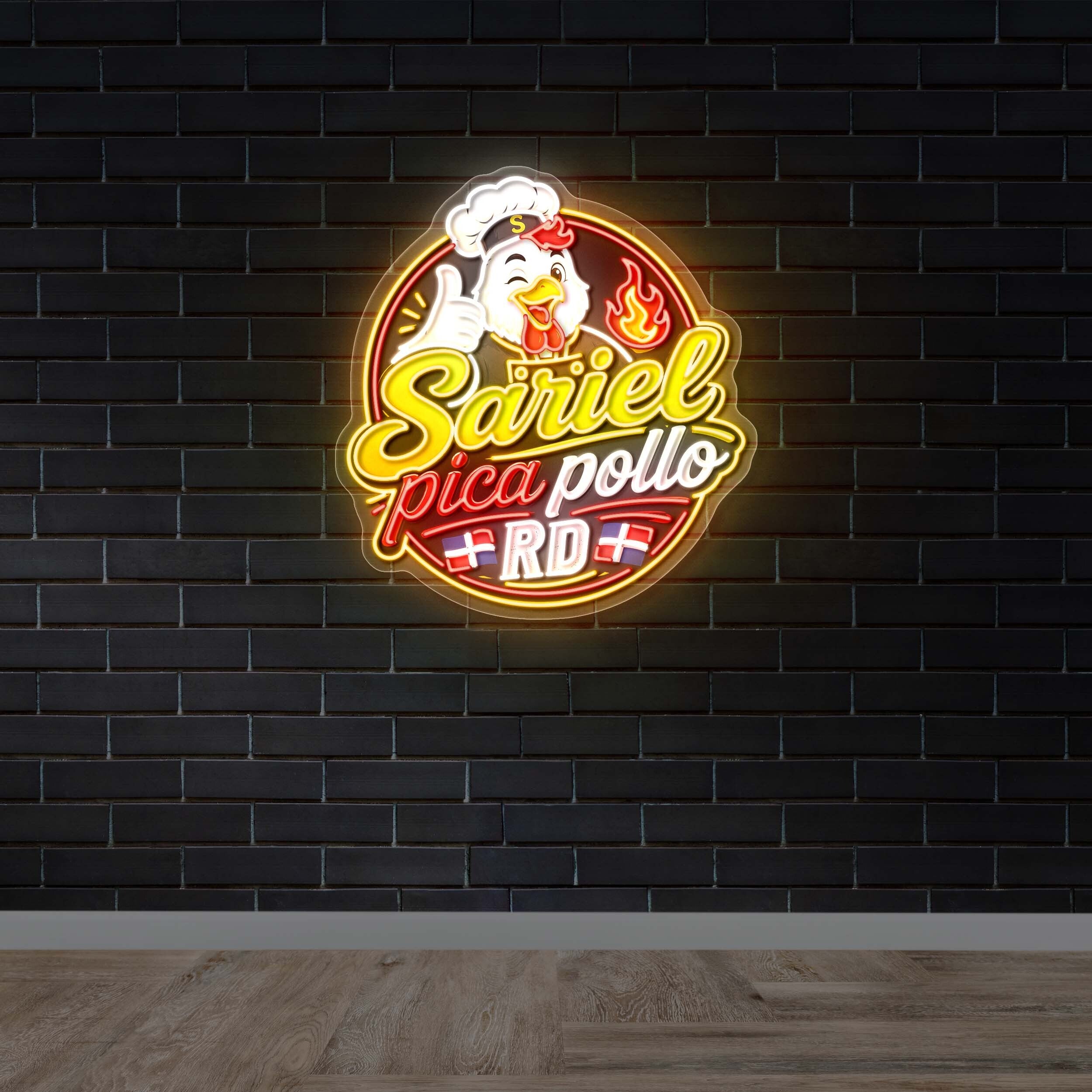 Sariel Pica Pollo RD | Circular - Premium Neon Artwork
