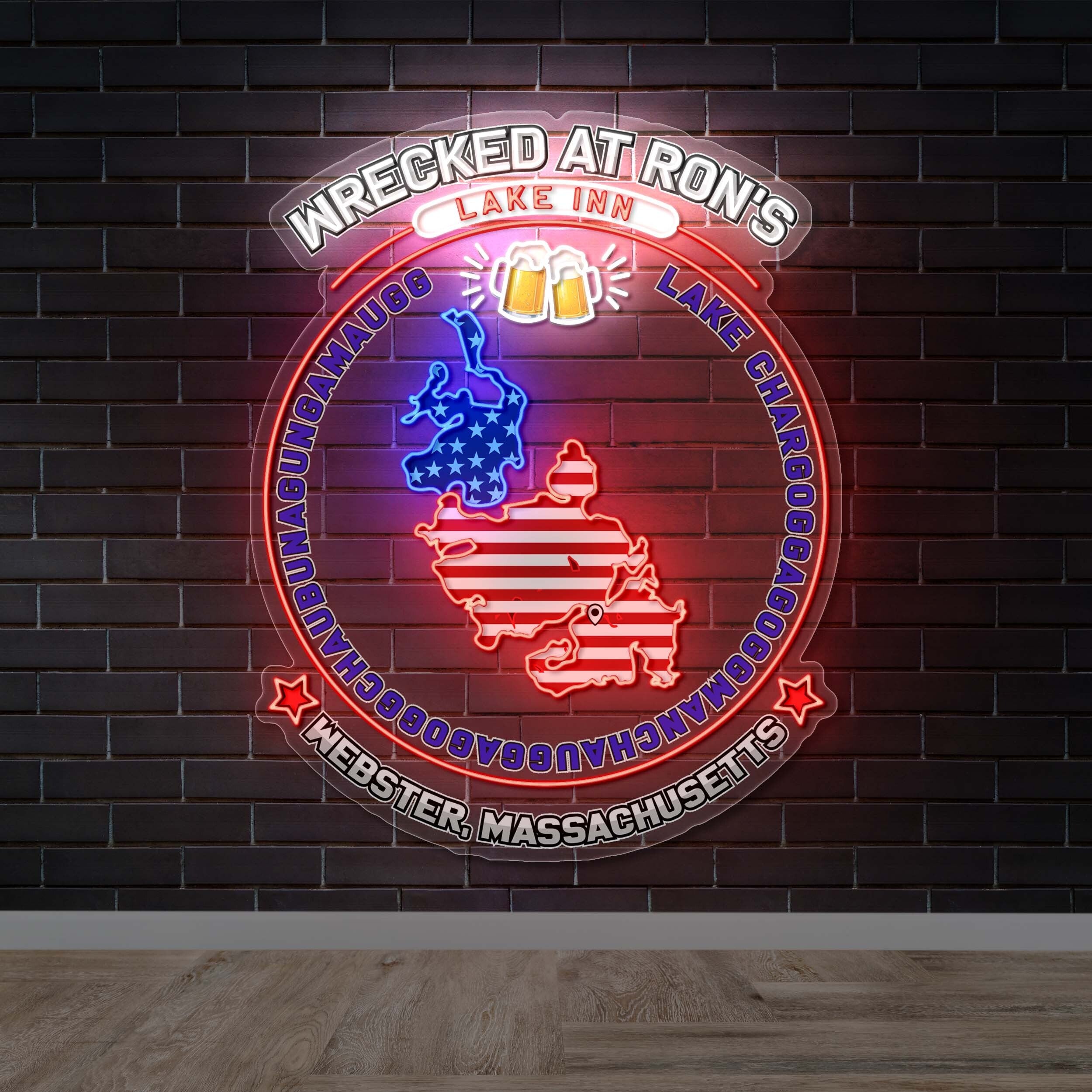 Wrecked at Ron's Lake Inn - Premium Neon Artwork