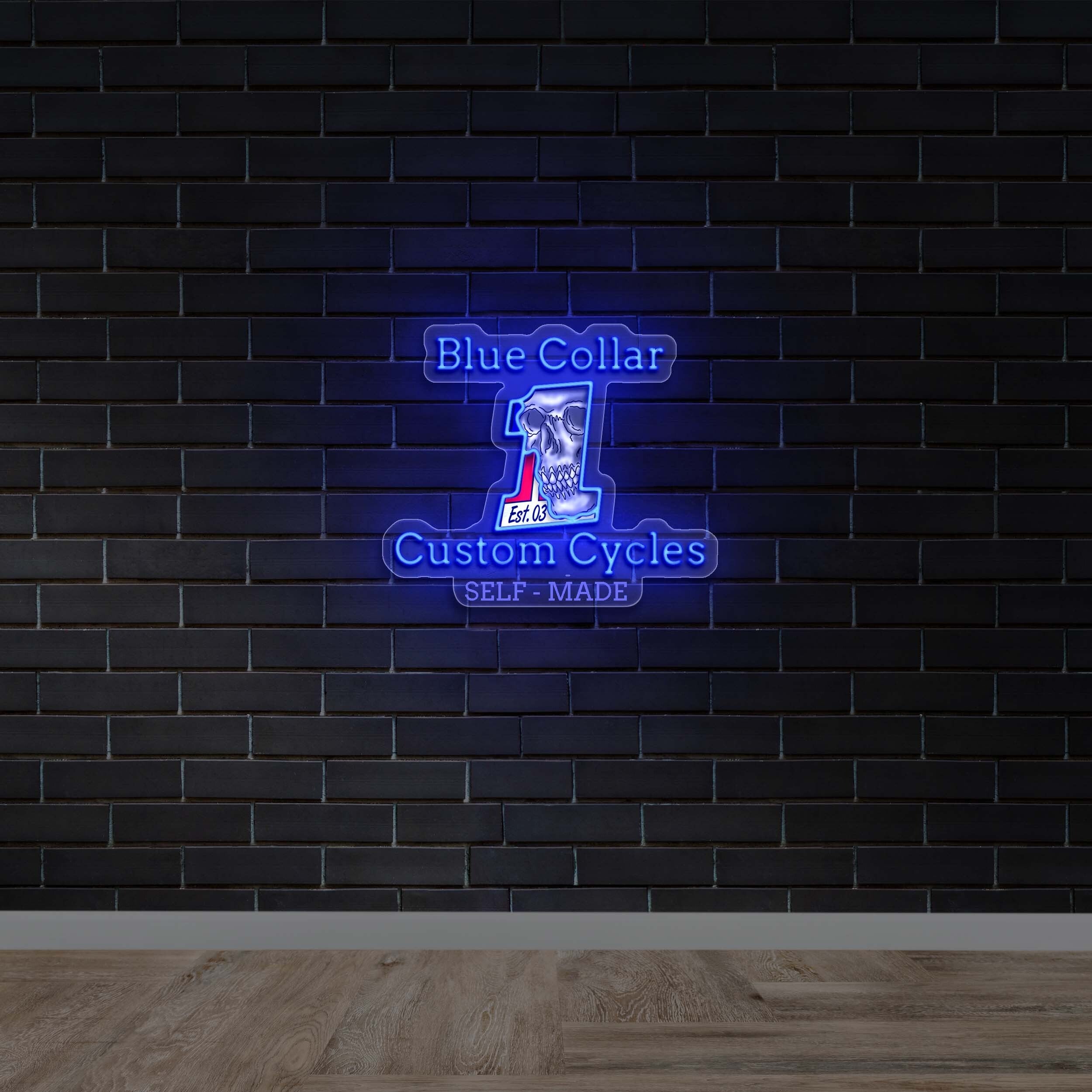 BLUE COLLAR (with bottom text) - Premium Neon Artwork