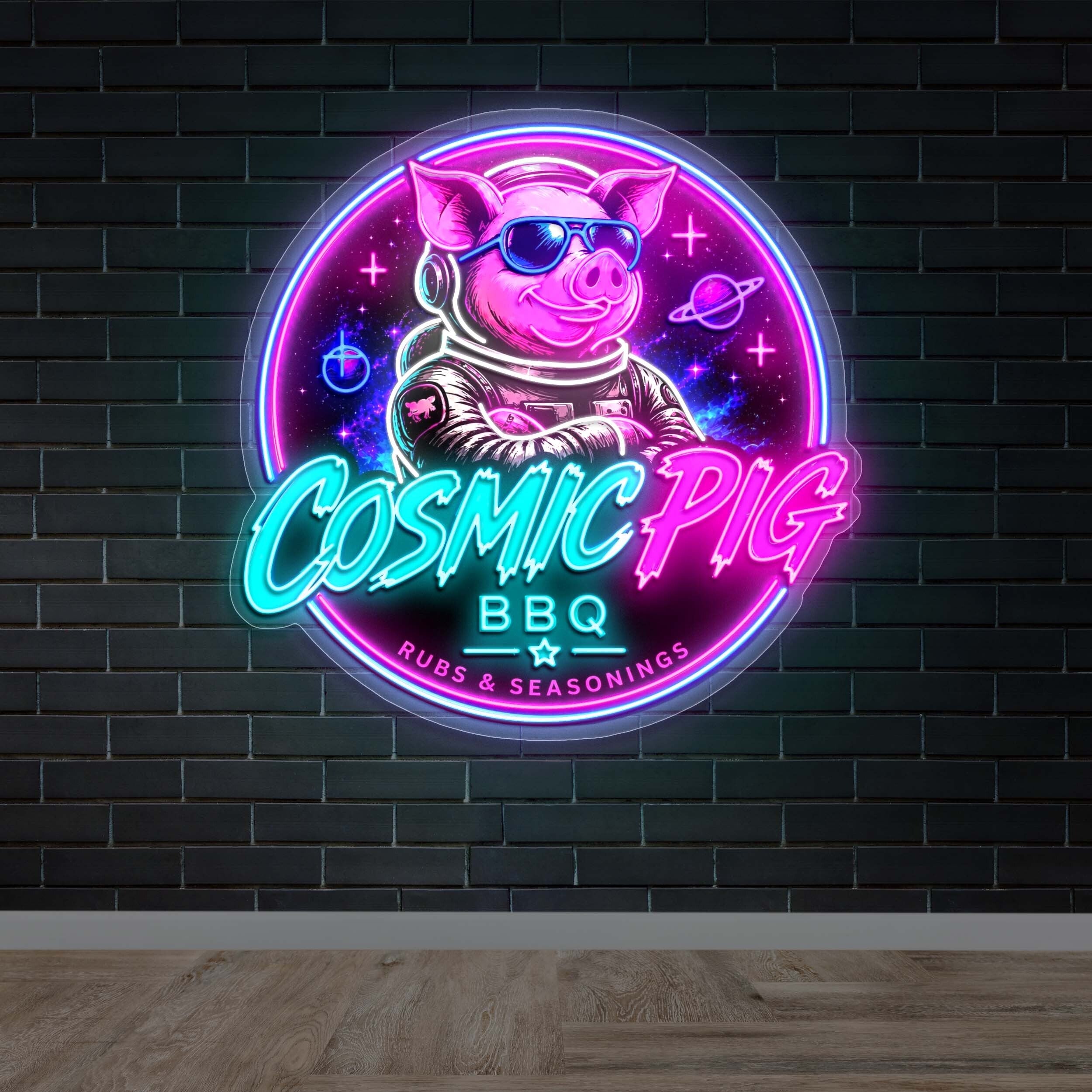 COSMIC PIG BBQ - Premium Neon Artwork