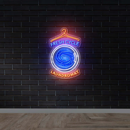 Fresh Cycle Laundromat - Premium Neon Artwork