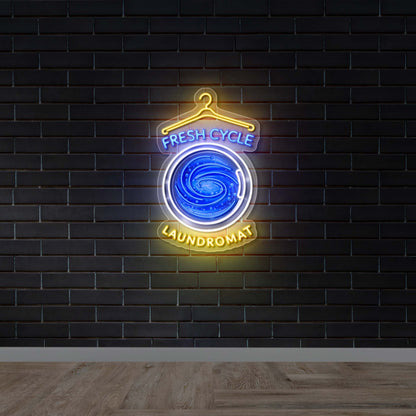Fresh Cycle Laundromat - Premium Neon Artwork
