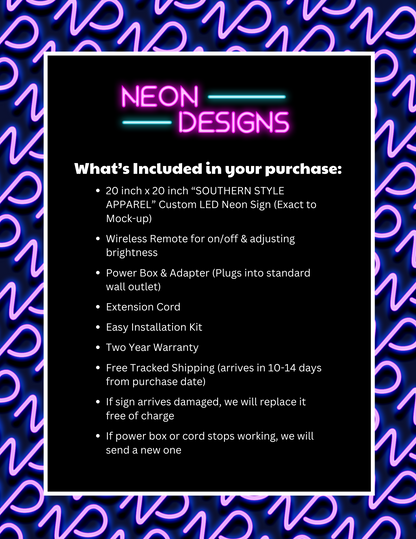 SOUTHERN STYLE APPAREL - Premium Neon Artwork