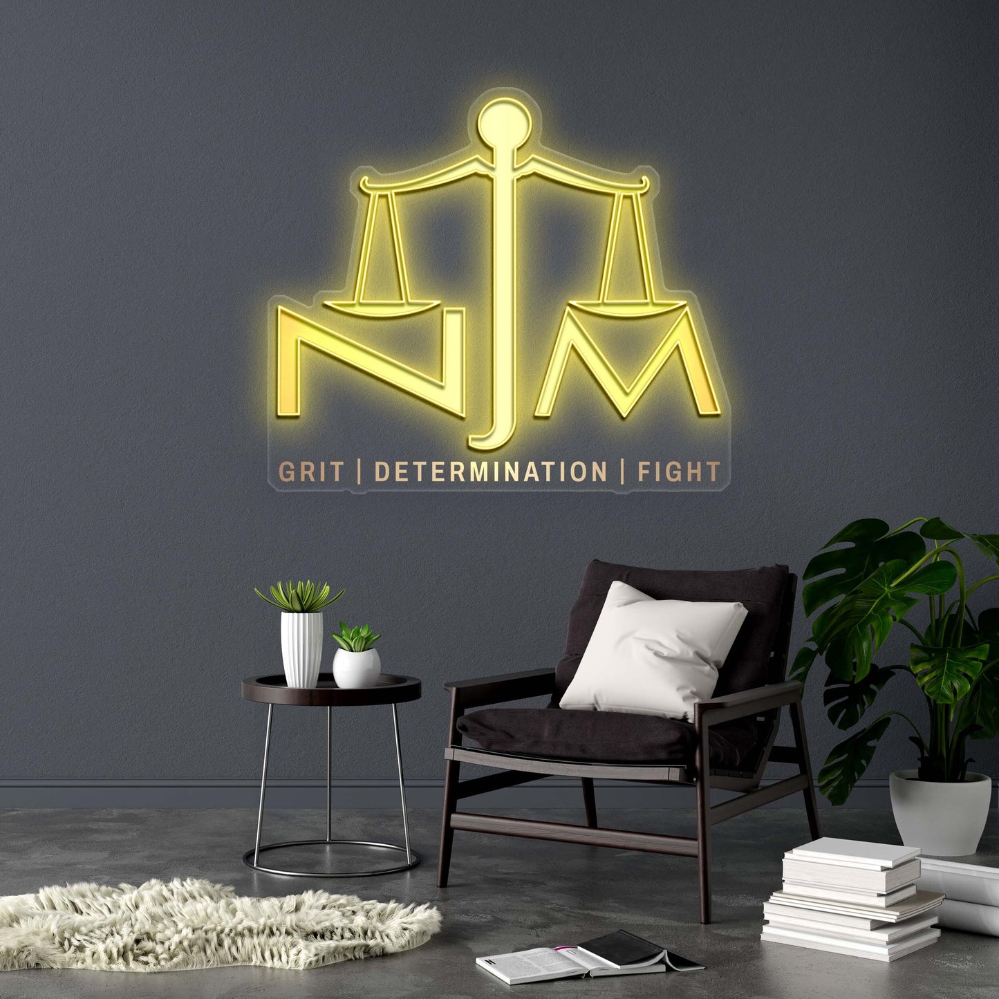 NJM Law Firm Logo - Premium Neon Artwork
