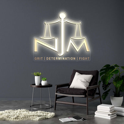 NJM Law Firm Logo - Premium Neon Artwork
