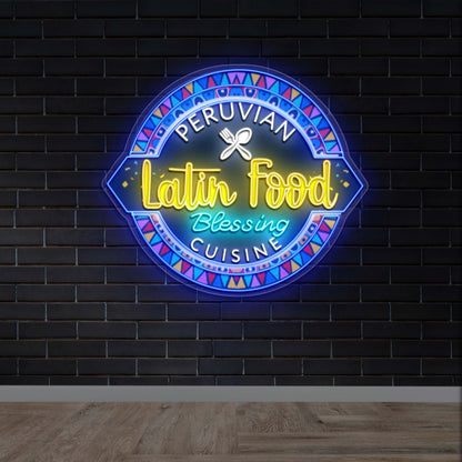Peruvian Latin Food Blessing Cuisine - Premium Neon Artwork