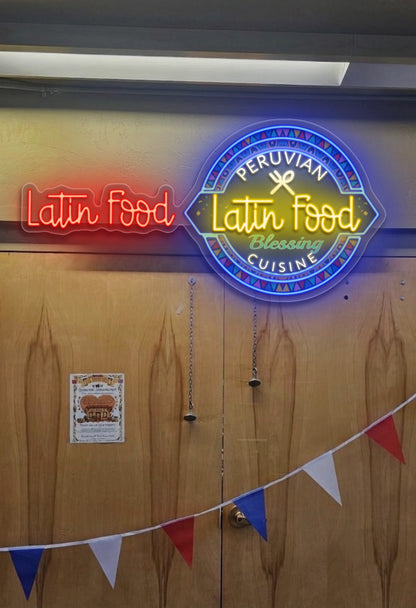 Latin Food Peruvian Blessing Cuisine - Premium Neon Artwork