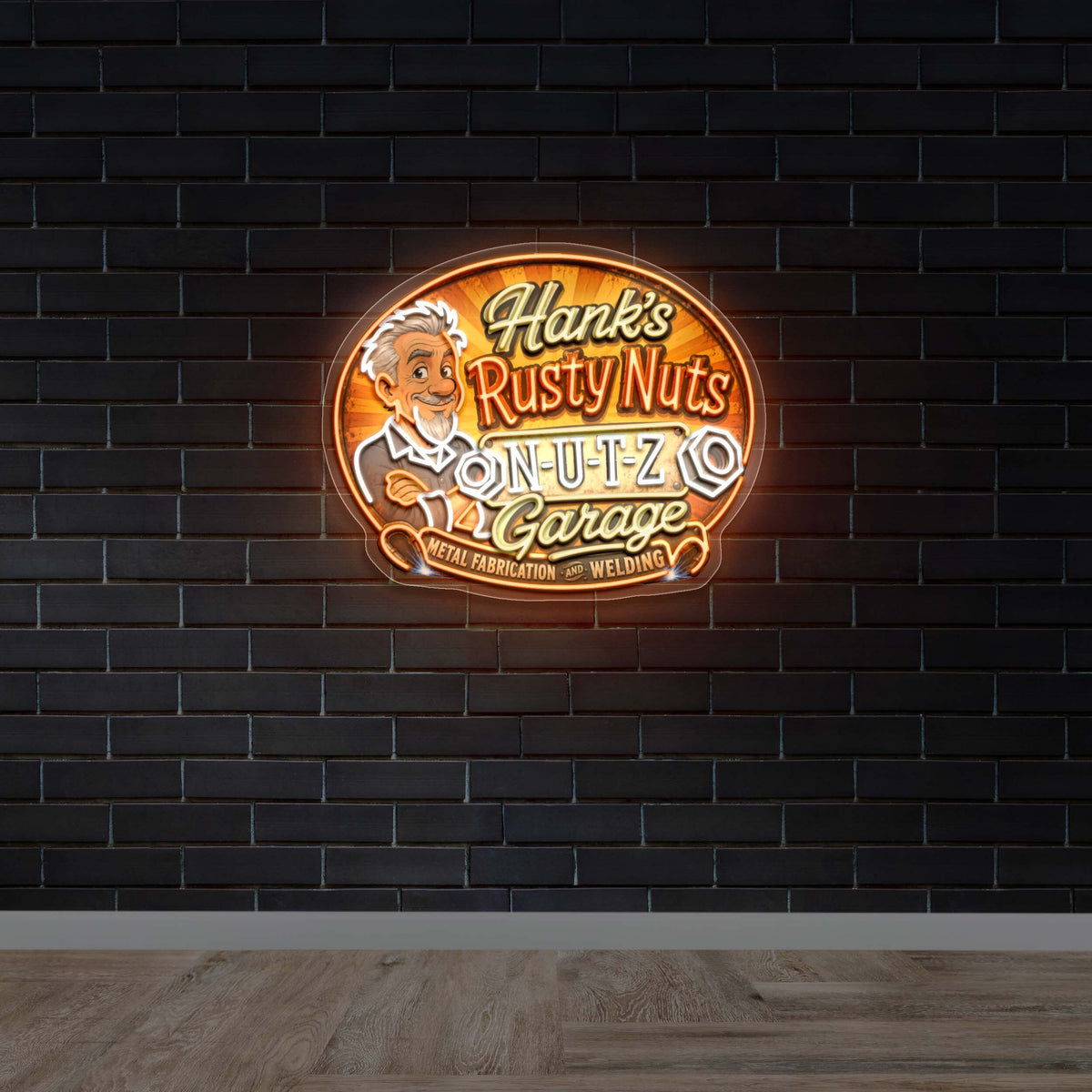 Hank's Rusty Nuts Garage - Premium Neon Artwork