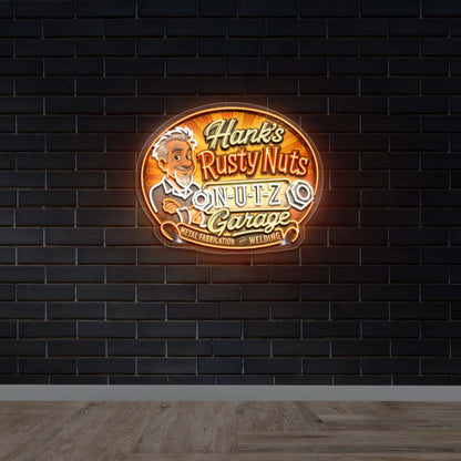 Hank's Rusty Nuts Garage - Premium Neon Artwork